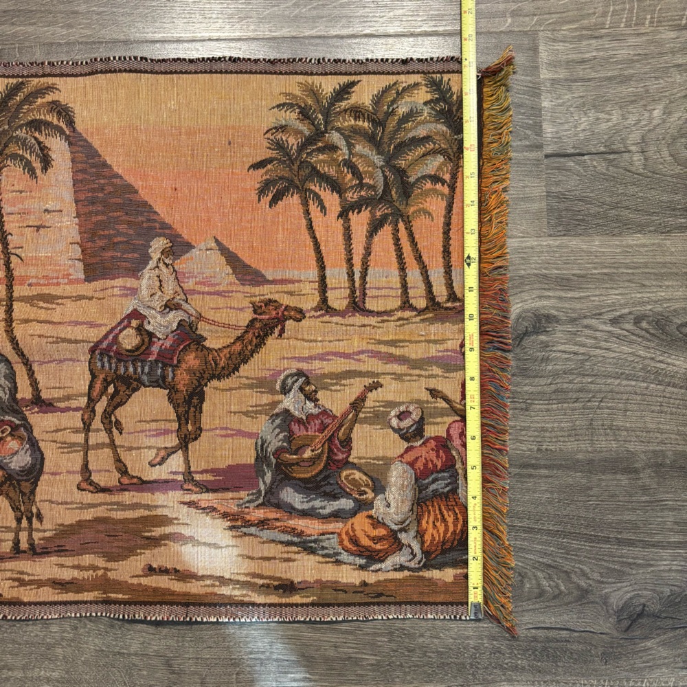 Vintage Wall Hanging Wall Decor Tapestry Middle Eastern Egyptian Desert Scene - Picture 8 of 9